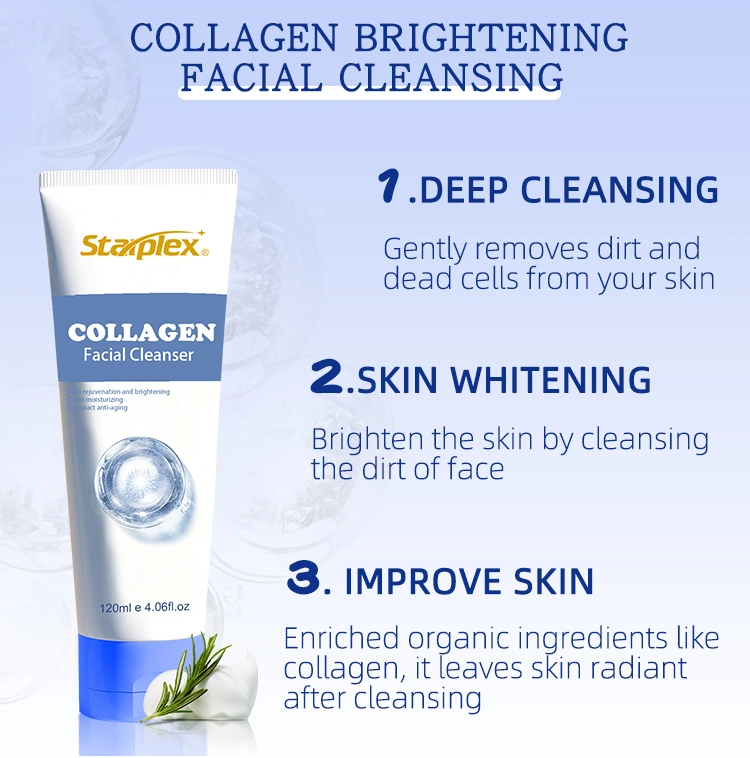 Starplex Private Label OEM Natural Organic Oily Skin Whitening Facial Foam Cleanser Collagen Face Wash