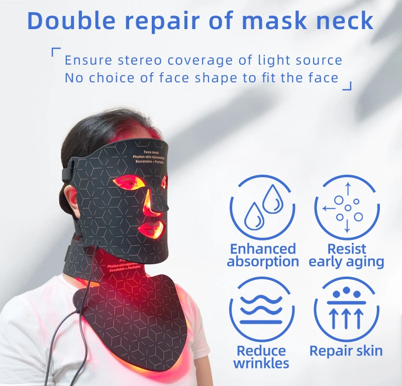 Improve Immunity 4in1colors Silicone Red LED Light Therapy Facial Face Sheet Mask Black