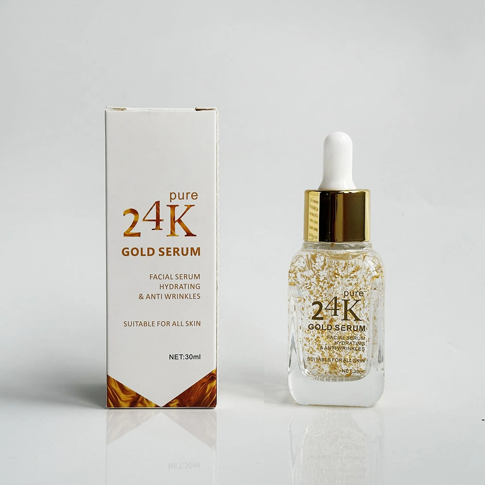 Private Label Skin Care Hyaluronic Acid Essence Liquid Whitening Anti Aging Facial Serum Face 24K Gold Serum