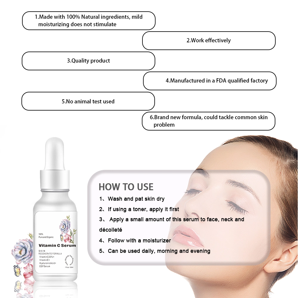 Natural Vegan Vitamin C Face Serum Private Label Skincare Facial Anti Aging Brightening Organic Serum