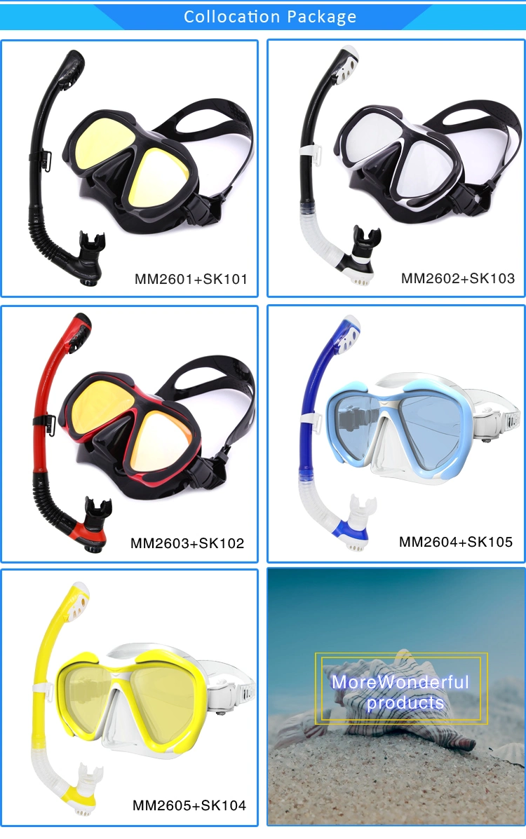 Yellow Wide Angle Detachable Frame Tempered Glass Diving Mask