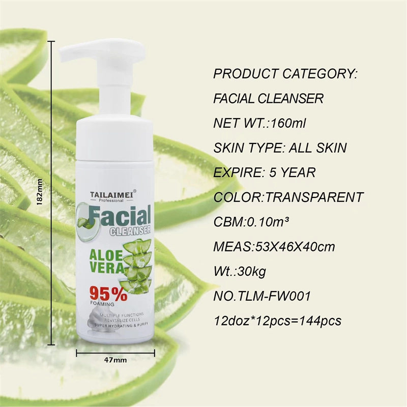 Tlm 95% Foam Aloe Vera Facial Cleanser Skin Care Face Deep Cleansing Makeup Remover Oil Control Foaming Facial Cleanser