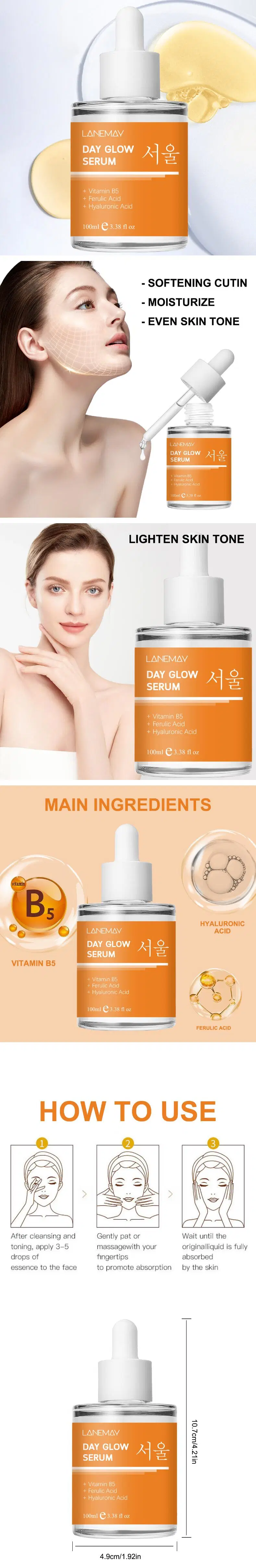 Skin Repair Facial Essence Pores Shrink Hydrating Vitamin B5 Face Serum with Hyaluronic Acid