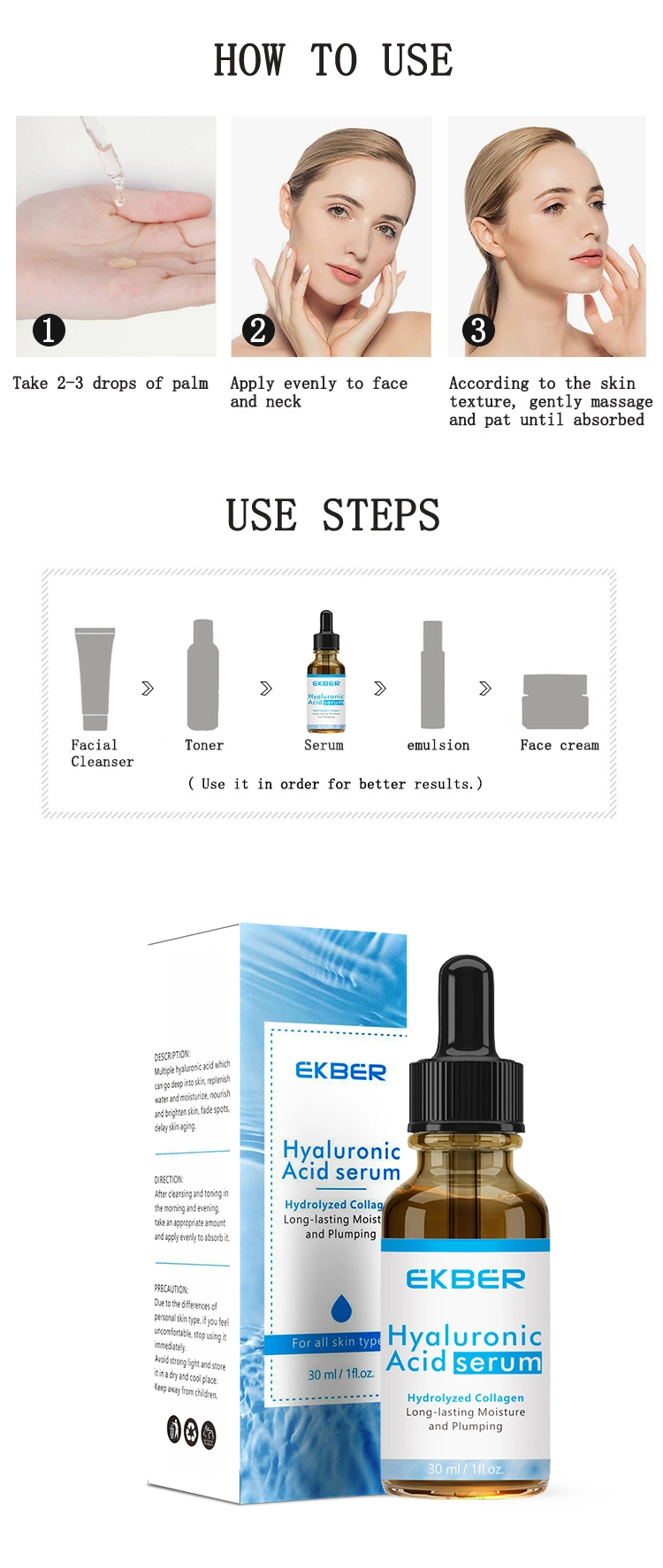 Stable Supply New Arrival Hyaluronic Acid Serum Skin Care Increases The Moisture Content of The Skin Face Lotion