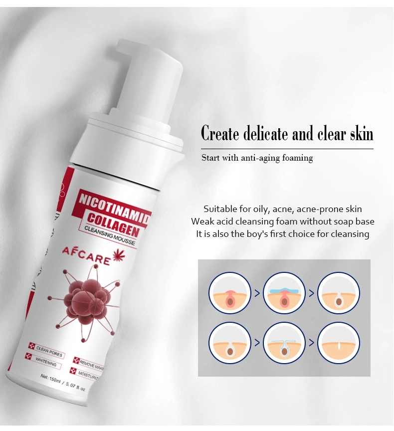 New Arrival Private Label Organic Amino Natural Face Cleanser Acid Facial Wash Bottle Foam Cleanser