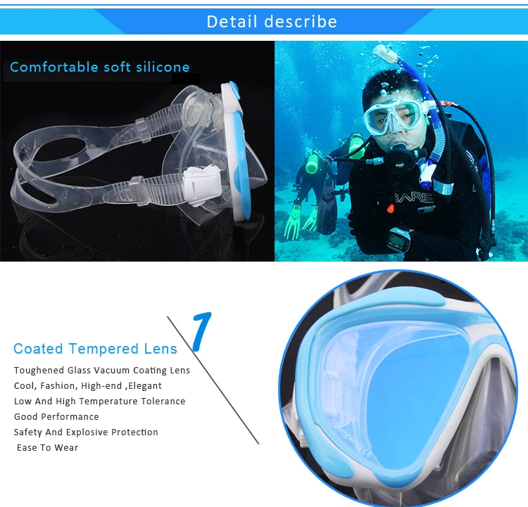 Yellow Wide Angle Detachable Frame Tempered Glass Diving Mask