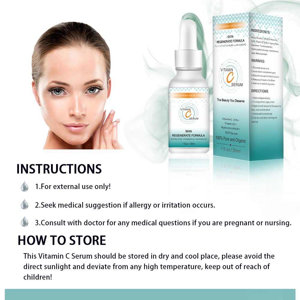 Best Wholesale Facial Anti Aging Wrinkle Fade Dark Spots Whitening Organic Vitamin C Serum Private Label for Face Skin