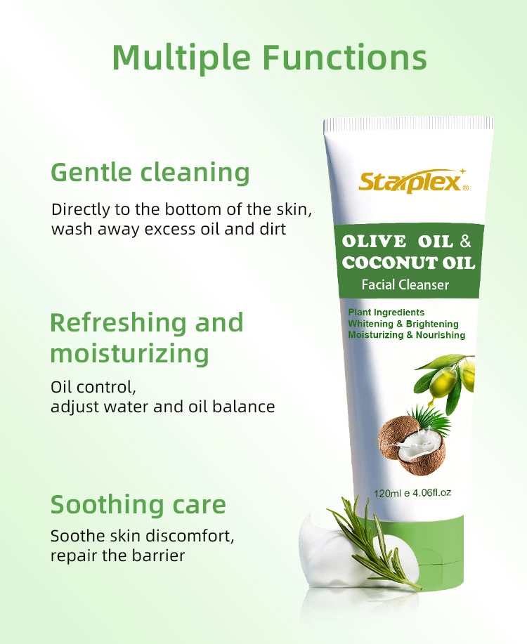 Starplex or Custom Logo Organic Olive Oil Skin Moisturizing Facial Foam Coconut Oil Cleanser Face Wash