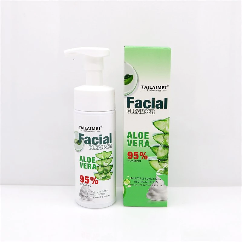 Tlm 95% Foam Aloe Vera Facial Cleanser Skin Care Face Deep Cleansing Makeup Remover Oil Control Foaming Facial Cleanser