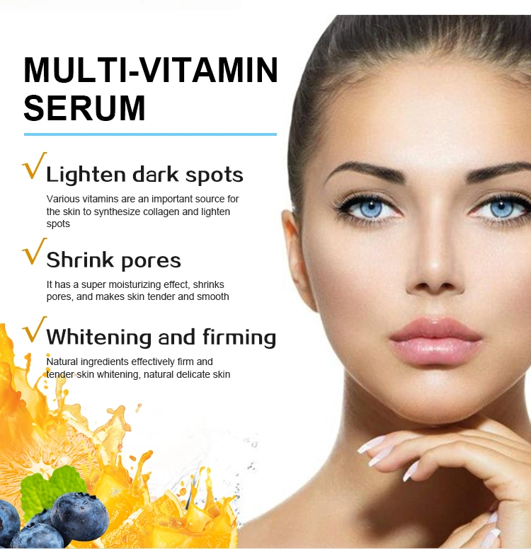 Customized vitamin E 100% Natural Anti-Aging Whitening Multivitamin Face Serum Visage vitamin C