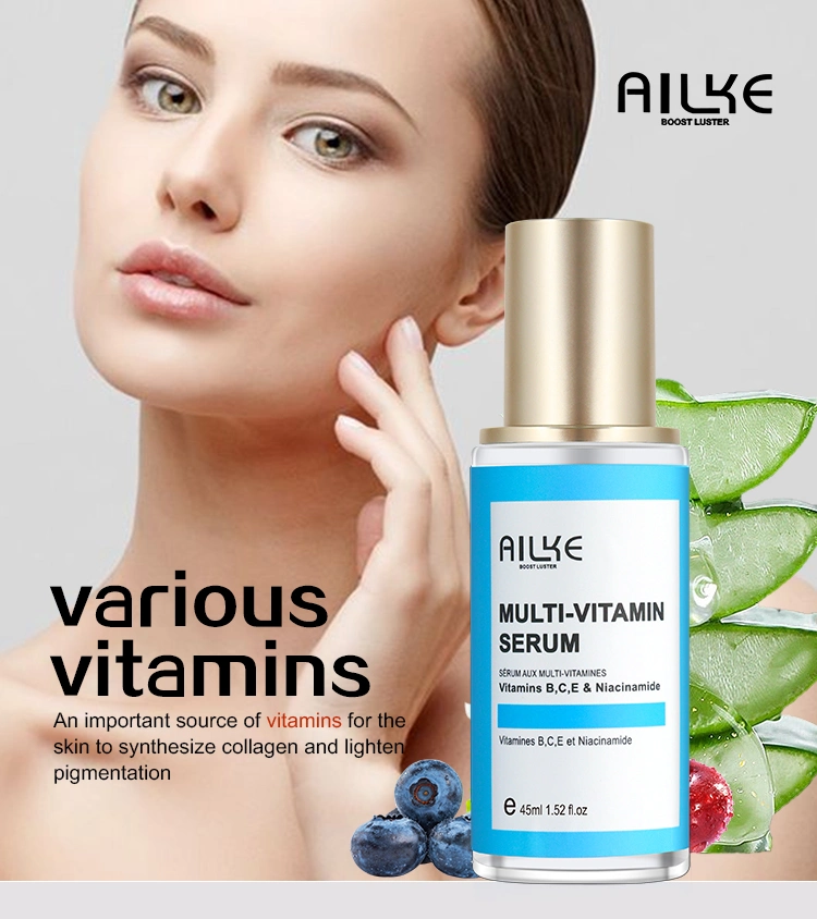 Customized vitamin E 100% Natural Anti-Aging Whitening Multivitamin Face Serum Visage vitamin C