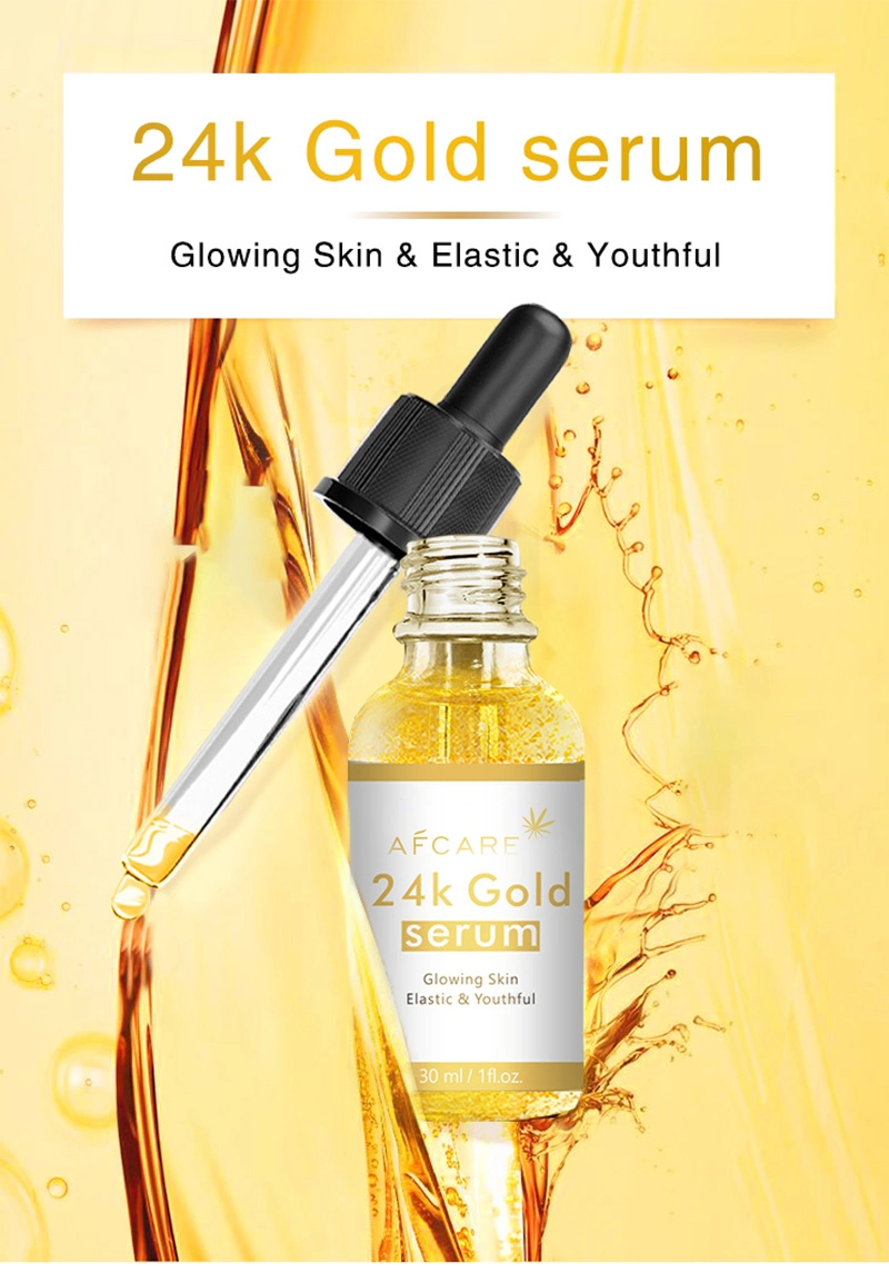 Private Label Organic Nature 24K Gold Serum Facial Moisturizing Whitening Brightening Wholesale Face Serum