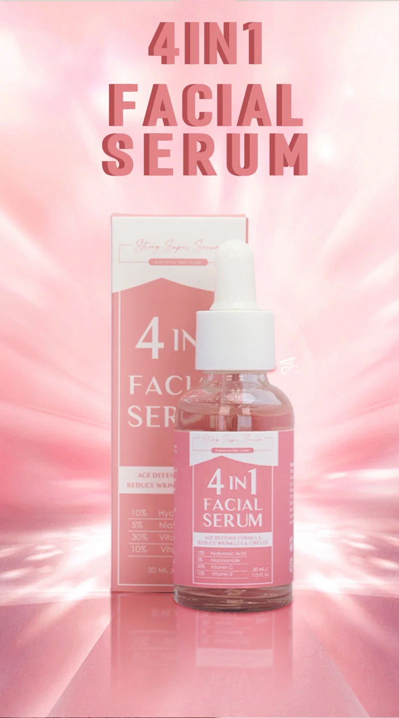 Private Label Skin Care 4 in 1 Face Serum 30% Vitamin C with Ha Niacinamide Ve Serum Anti Aging Hydrating Whitening Skin Serum