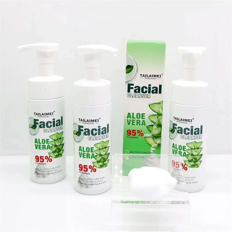 Tlm 95% Foam Aloe Vera Facial Cleanser Skin Care Face Deep Cleansing Makeup Remover Oil Control Foaming Facial Cleanser