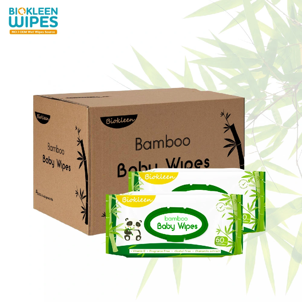 Biokleen Oem Odm Manufacturer Customization 80pcs Eco Friendly Organic Biodegradable Bamboo Sensitive Skin Hand Cleaning 100% Natural Baby Wet Wipes