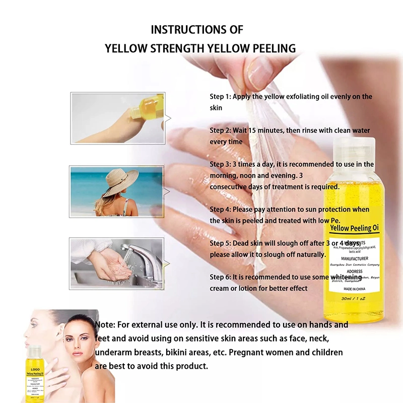 Body Hand Skin Cleansing Exfoliating Whitening Extra Strong Bleaching Dark Skin Private Label Yellow Peeling Oil