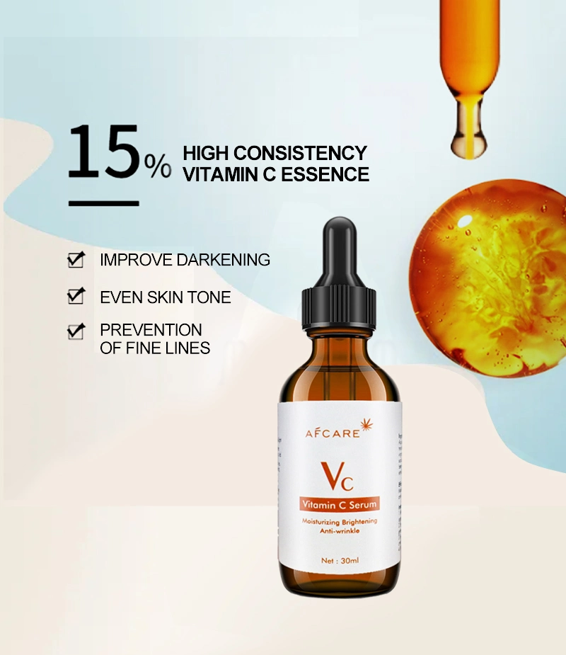 Private Label Facial Serum Vitamin C Hyaluronic Acid Moisturizing Brightening Anti Aging Whitening Serum Face