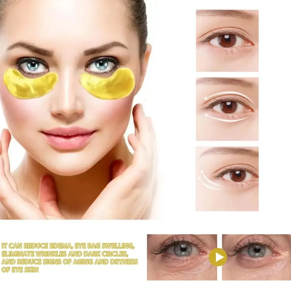 Online Wholesale in Stock Anti Aging Eye Gel Pads Hydrogel Crystal 24K Gold Collagen Korean Organic Eye Mask
