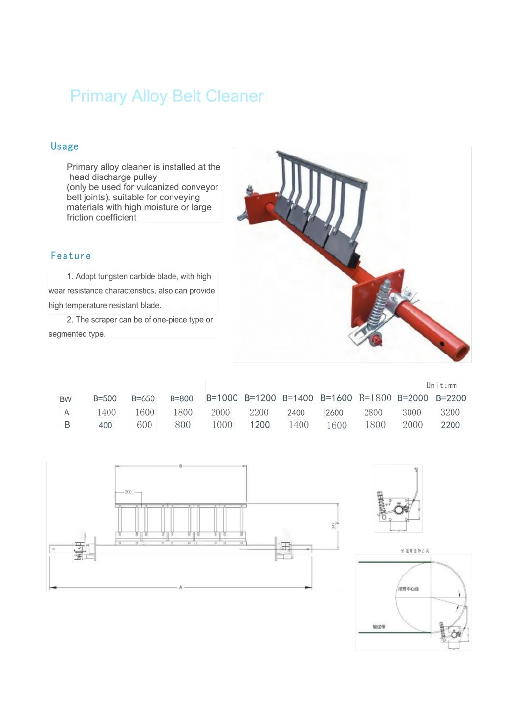 Bw1000 High Quality Heavy Duty Alloy Belt Cleaner