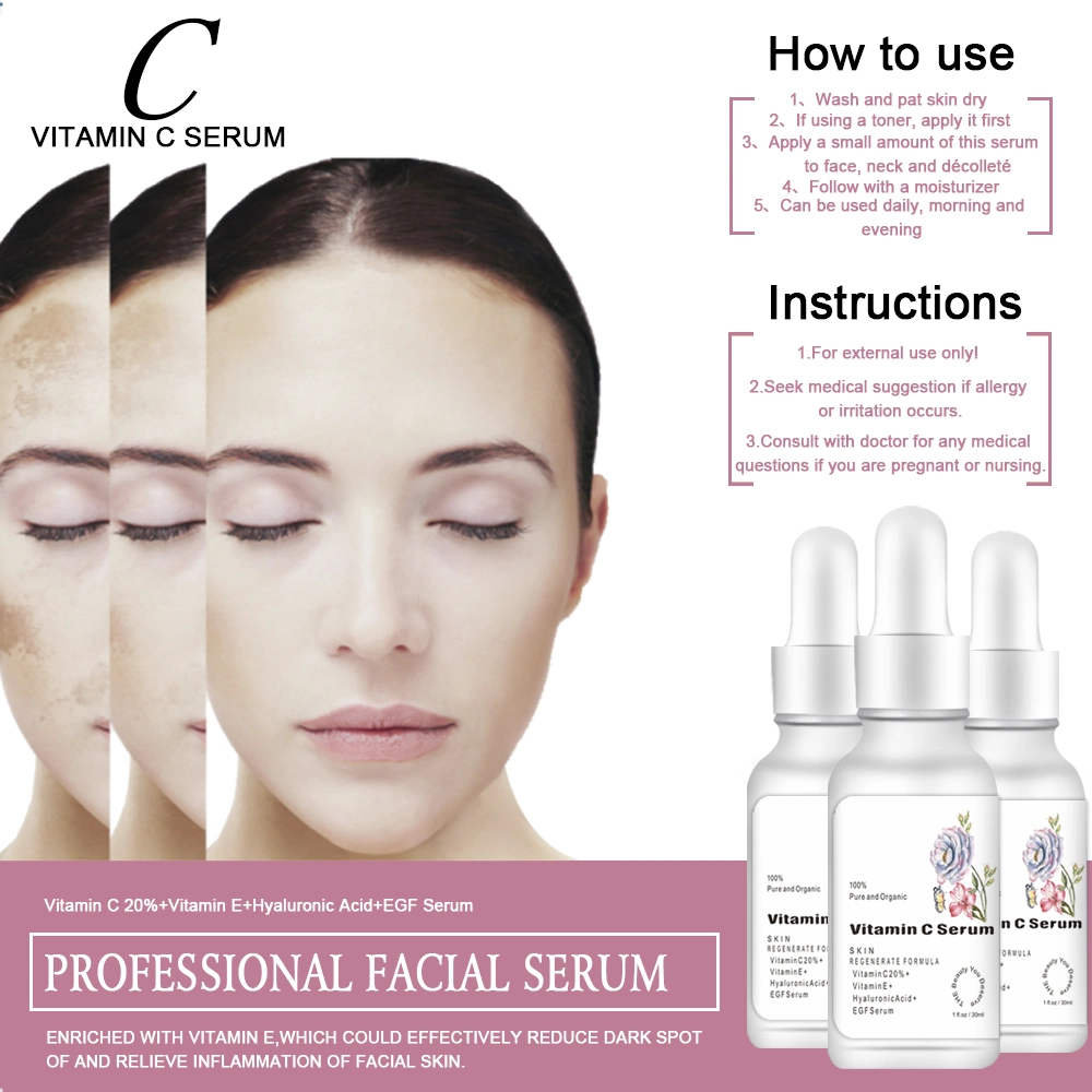 Natural Vegan Vitamin C Face Serum Private Label Skincare Facial Anti Aging Brightening Organic Serum