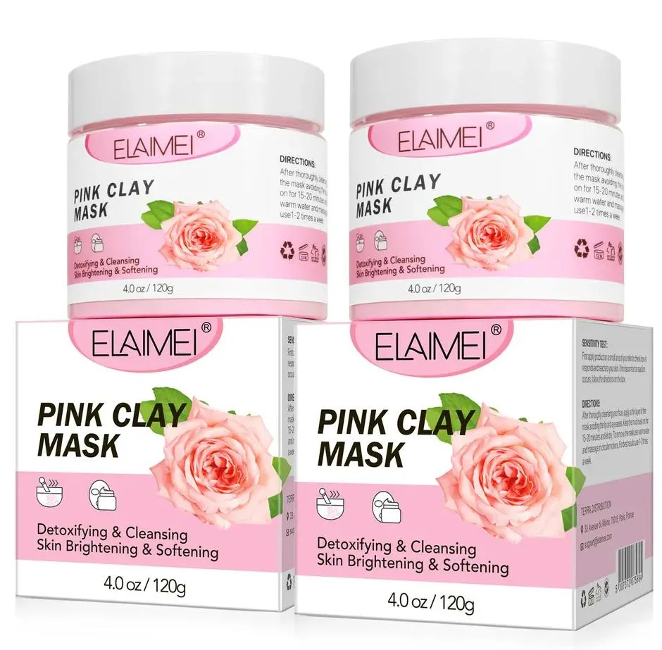 Online Wholesale in Stock Natural Skin Care Pink Rose Beauty Organic Mud Facial Mask Moisturizing Deep Cleansing Detoxifying Face Clay Mask