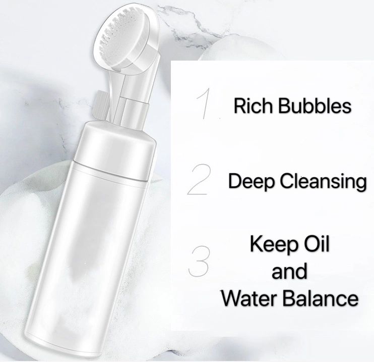 Facial Cleanser Blackhead Removal Anti-Aging Acne Foam Exfoliating Cleansing Mousse Pore Moisture Skin Care Face Washing Mousse Cleanser with Brush