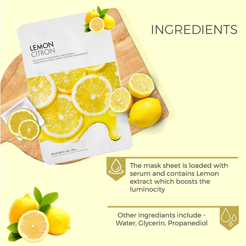 100% Natural Organic Best Brightening Hydrating Sheet Facial Mask Wholesale OEM Skin Care Oil Control Vitamin C Fruit Face Mask