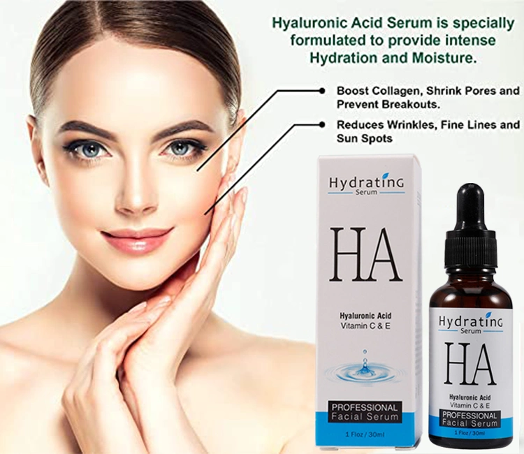 Manufacturer Skin Care Facial Serum Anti-Wrinkles Anti-Aging Hydrating Hyaluronic Acid Serum with Vitamin C &amp; E