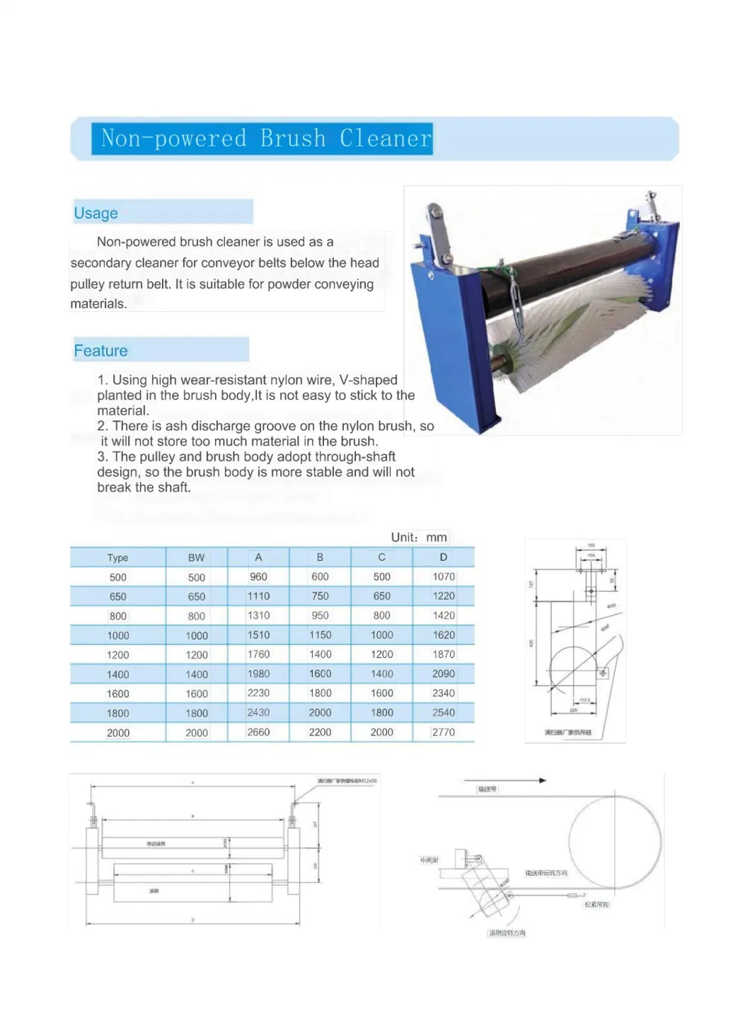 Bw1000 High Quality Heavy Duty Alloy Belt Cleaner