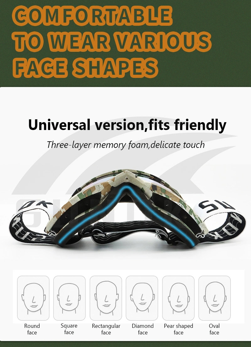 Custom Colourful Windproof Motorcycle Goggles Face Detachable Mask