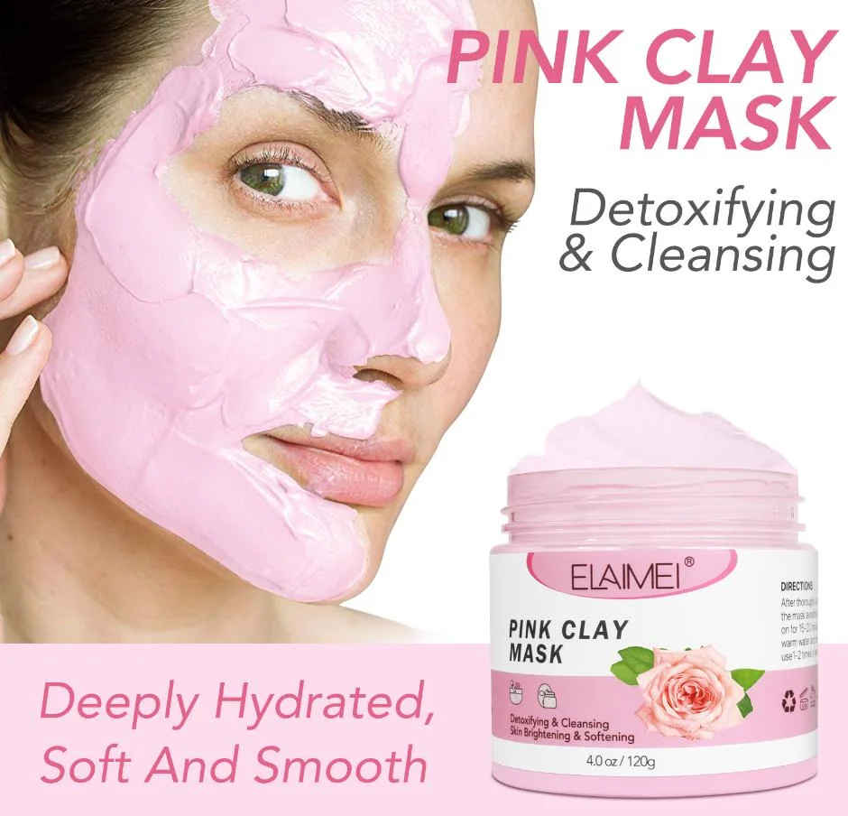 Online Wholesale in Stock Natural Skin Care Pink Rose Beauty Organic Mud Facial Mask Moisturizing Deep Cleansing Detoxifying Face Clay Mask