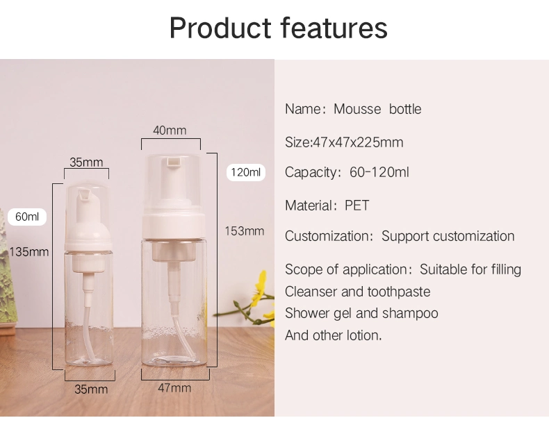 30ml 50ml 60ml 80 Ml 100ml 150ml 200ml Facial Cleanser Foam Soap Bottle Foam Pump Dispenser Bottle Lash Foam Bottle