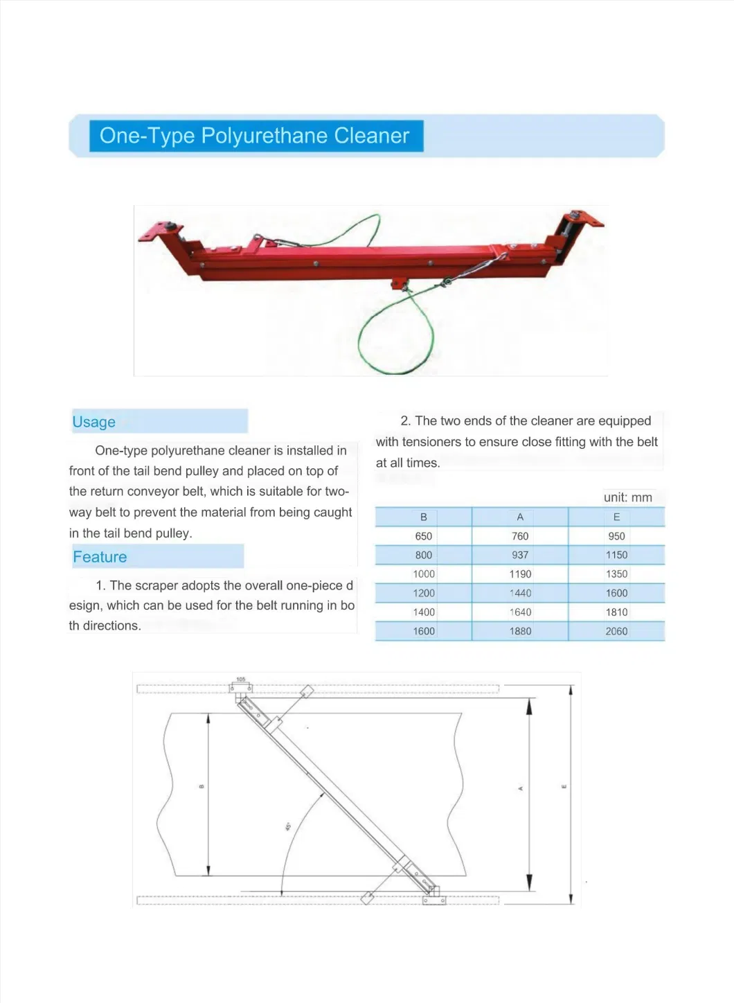 Bw1000 High Quality Heavy Duty Alloy Belt Cleaner