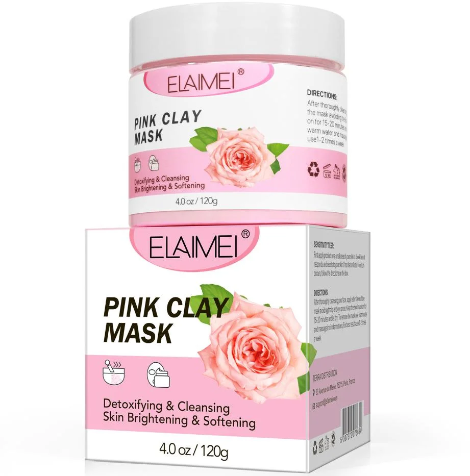 Online Wholesale in Stock Natural Skin Care Pink Rose Beauty Organic Mud Facial Mask Moisturizing Deep Cleansing Detoxifying Face Clay Mask