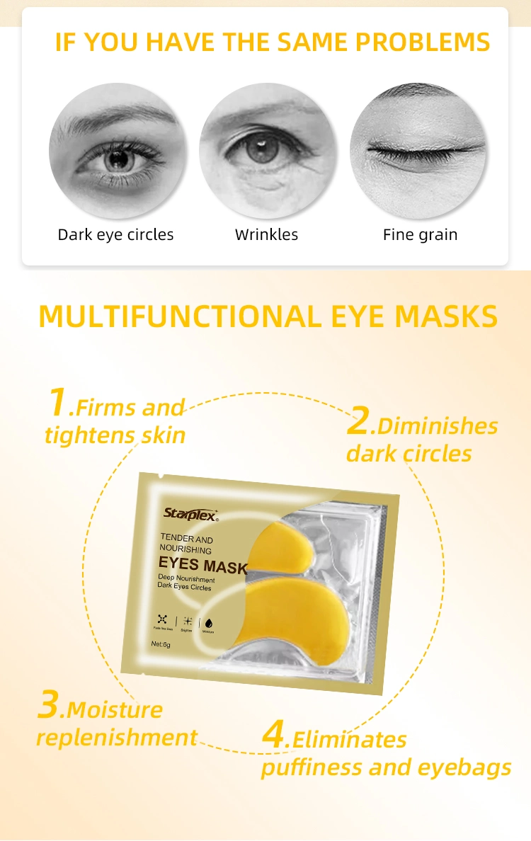 Private Label 24 K Eye Patch Custom Hydrogel Crystal Collagen Eye Mask for Dark Circles