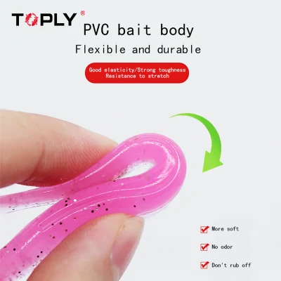 Toply Bait Smooth Two-Color T Tail Lead Head Hook Fresh Water Undulating Soft Bait Downfishing Lure Fishing Group Soft Worms