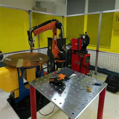 a Semi-Automatic Dual Axis Platform Welding Positioner with Precise Positioning and Adjustable Welding Angle for Automatic Welding Robots
