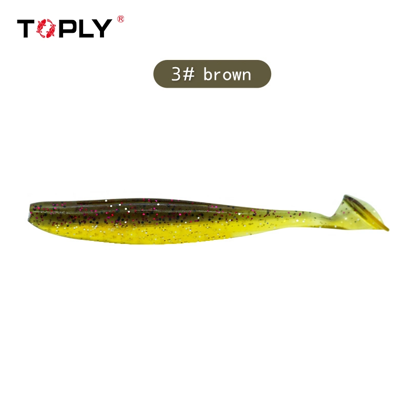 Toply Bait Smooth Two-Color T Tail Lead Head Hook Fresh Water Undulating Soft Bait Downfishing Lure Fishing Group Soft Worms