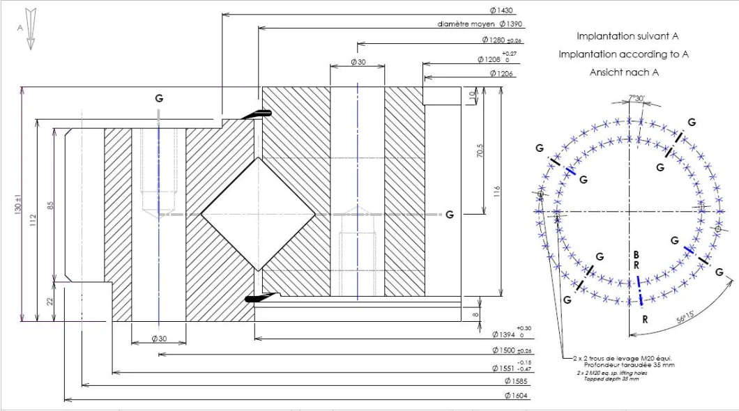 Precision Slewing Bearing Crossed Roller Slewing Ring 06-1390-03