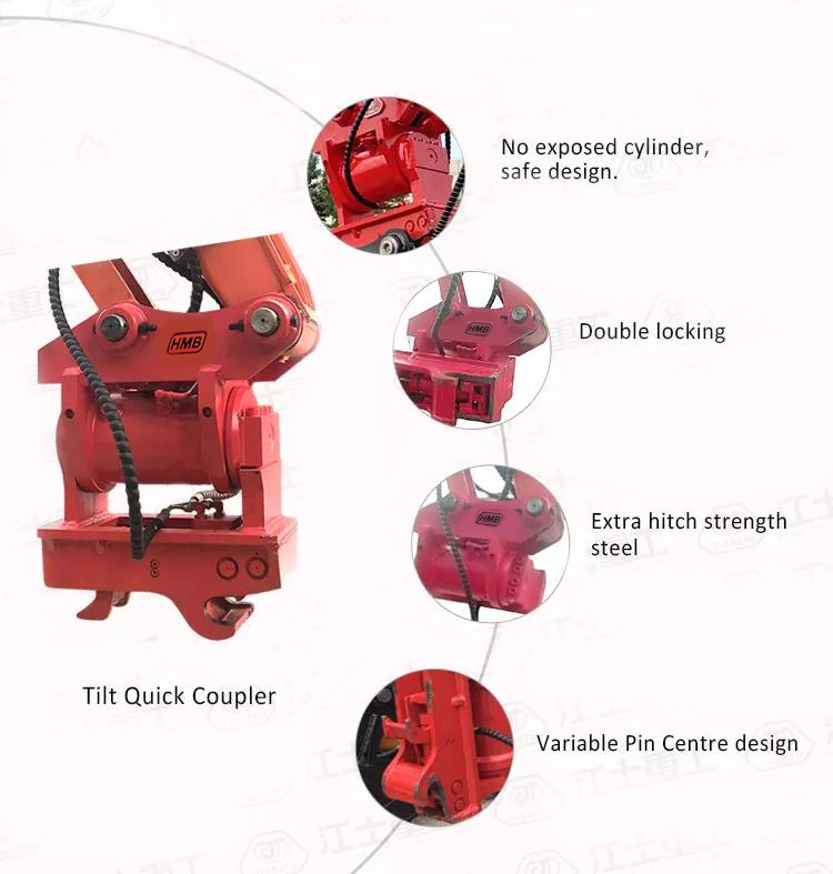 90 Degree Swing Left and Right Hydraulic Tilt Rotation Quick Hitch Quick Coupler for Excavator