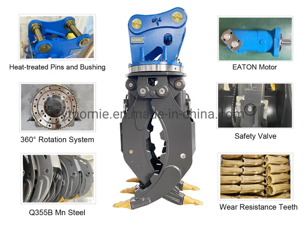 High Efficiency Hydraulic Rotating Grapple for 8 Ton Excavator