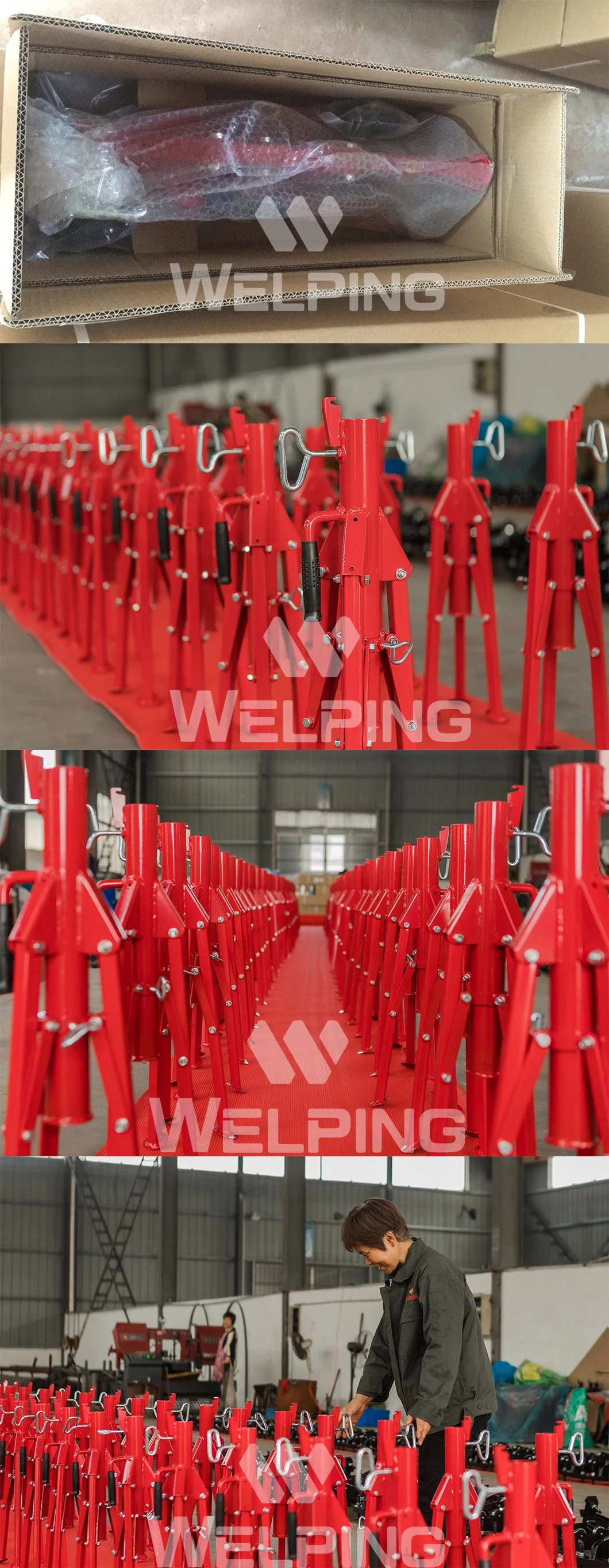 Welping 28-52 Inch Height Adjustable Steel Pipe Support Stand V Shape Head 12 Inch Pipe Holding Stand