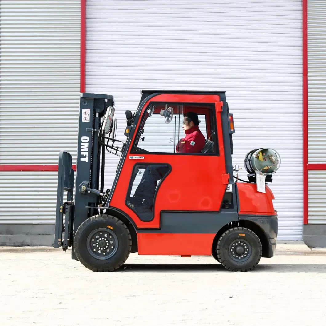 3ton 3000kgs 2.5ton 2500kgs Gasoline/LPG Forklift with Nissan Engine, 4500mm Triplex Full Free Height Mast, Side Shift, Solid Tyres
