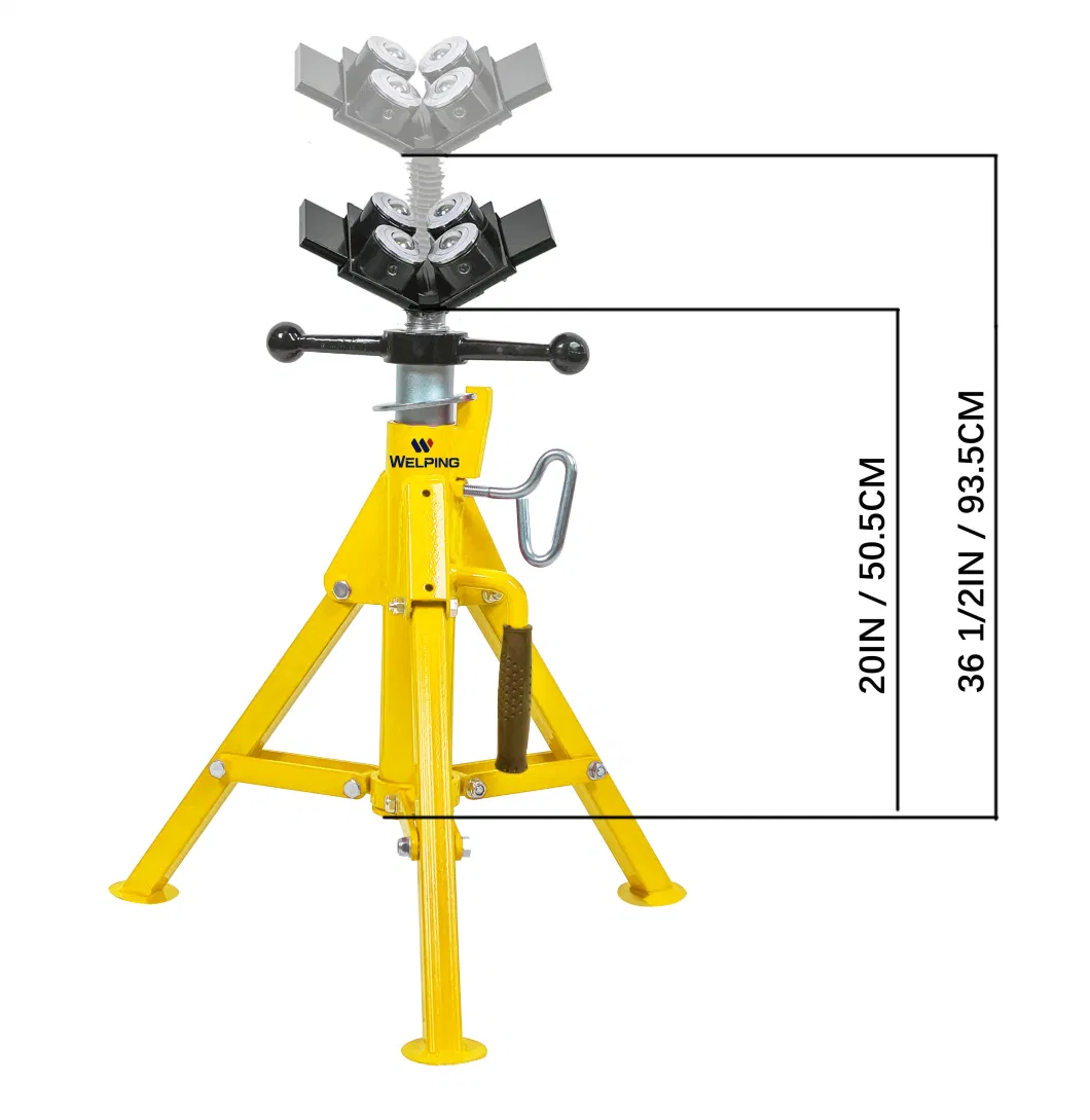 Ball Head Pipe Stand 1/2&quot;-12&quot; Pipes Jack Stand with Transfer Head and Folding Legs