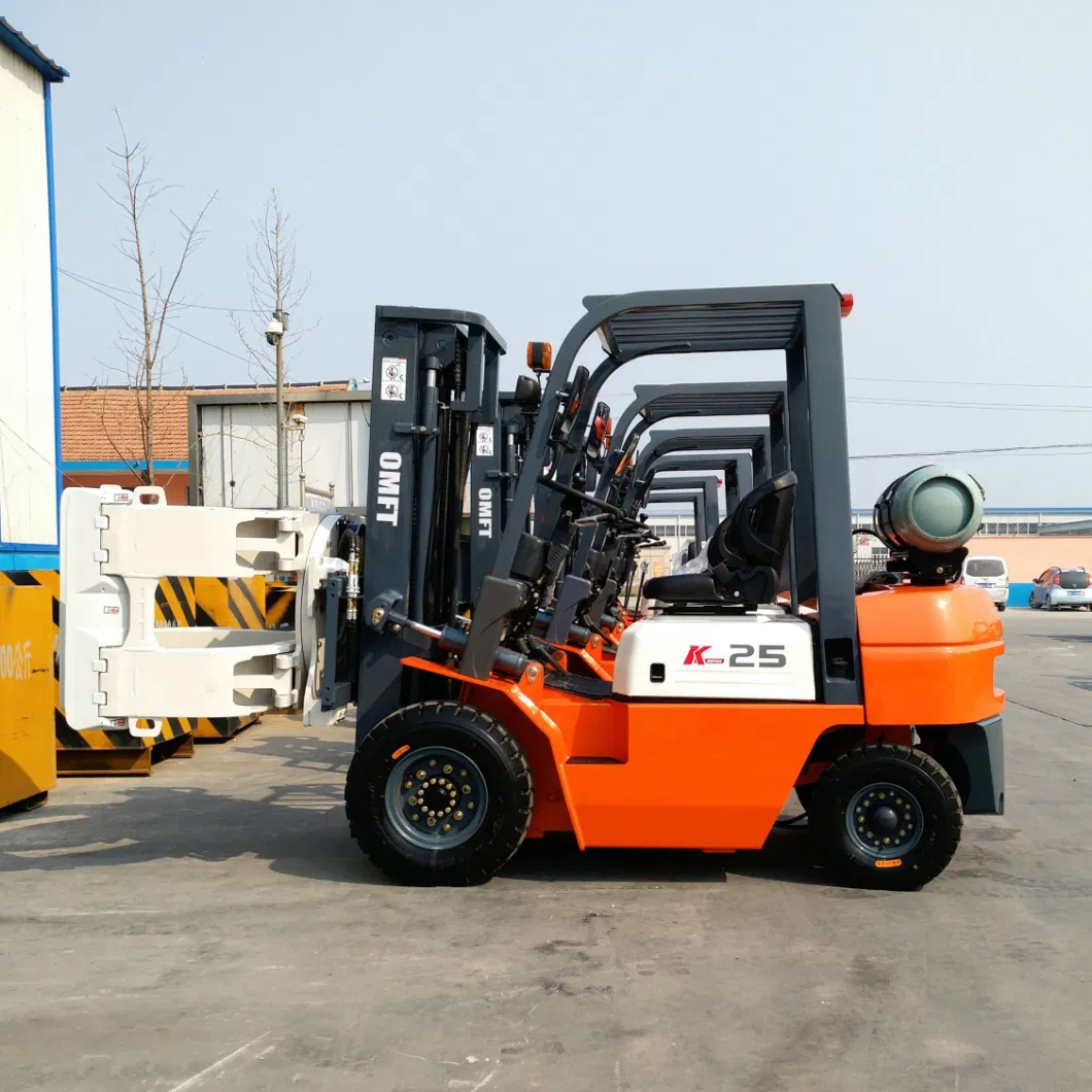 2.5ton 2ton Gasoline/LPG Forklift with Nissan Engine, 4500mm Triplex Full Free Height Mast, Side Shift, Solid Tyres