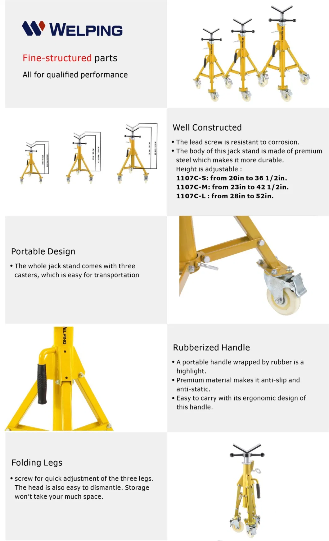 Popular Industrial Site Pipe Support V Head Stand Factory Heavy Duty Pipe Stand with 3 Caster for Sale