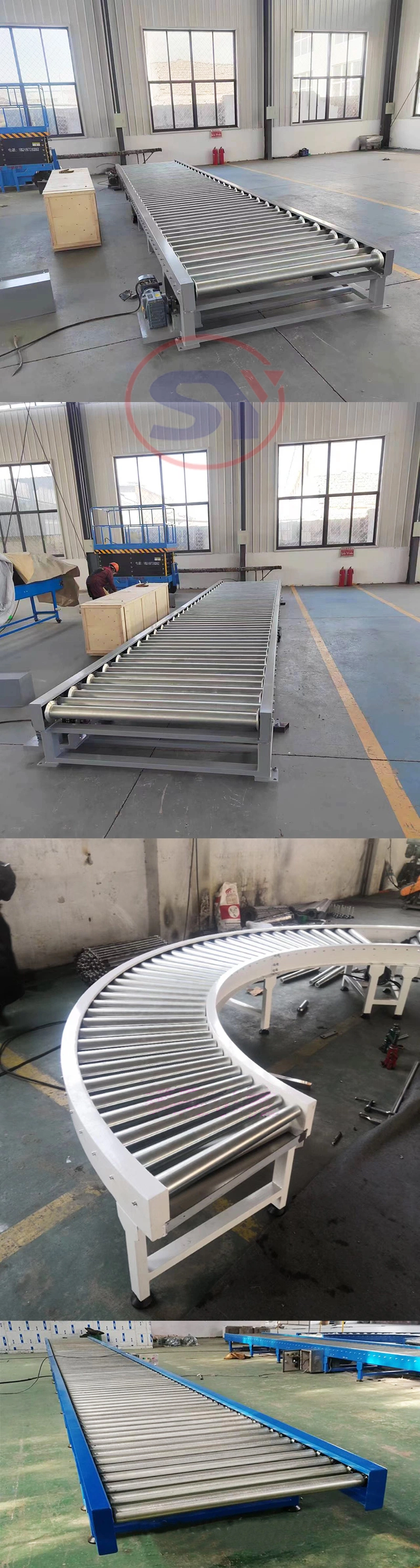 Adjustable Foot 90 Degree Rubber Curve Roller Conveyor Warehouse Roller