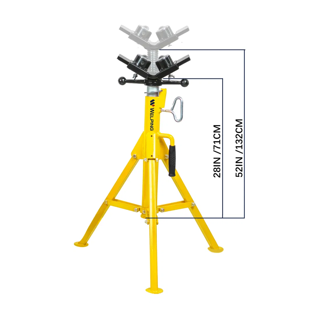 Pipe Jack Stand with 2-Ball Transfer V-Head and Folding Legs 1500lb Welding Pipe Stand