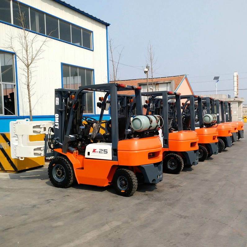 2.5ton 2ton Gasoline/LPG Forklift with Nissan Engine, 4500mm Triplex Full Free Height Mast, Side Shift, Solid Tyres