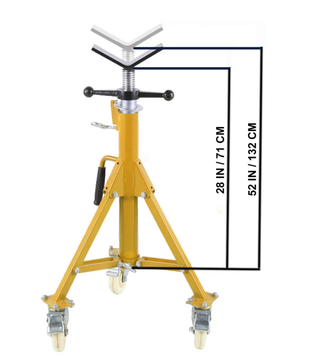 Roller Adjustable Height 28-52 Inch 2500 Lb Pipe Jack Stands Folding Portable Pipe Stand